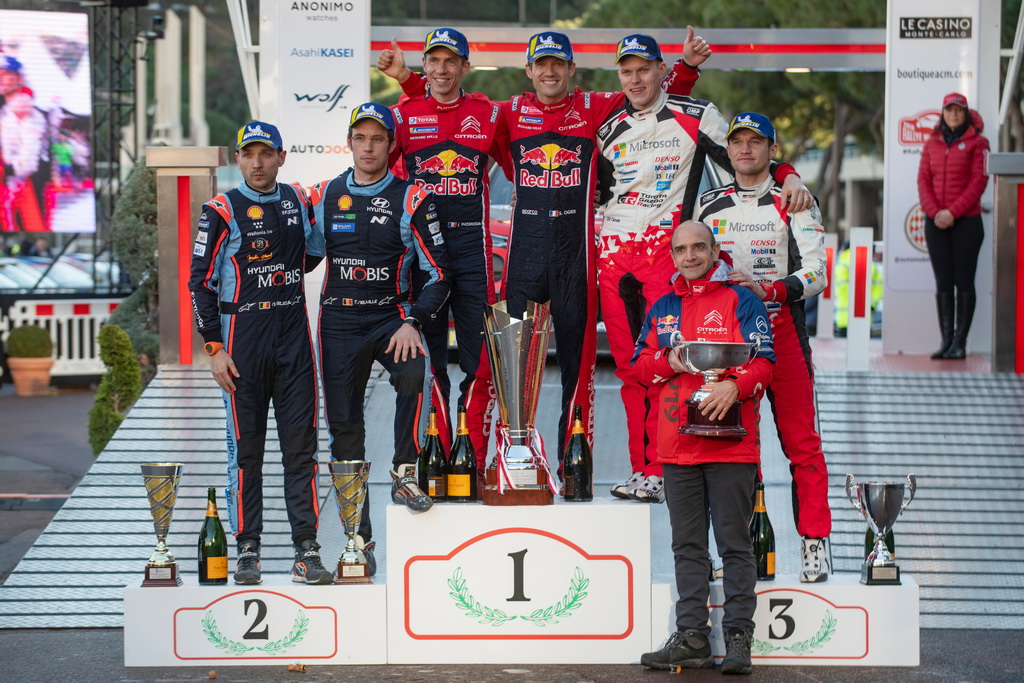 Θριαμβευτής ο Οζιέ στο Μόντε Κάρλο, WRC Monte Carlo 2019 podium